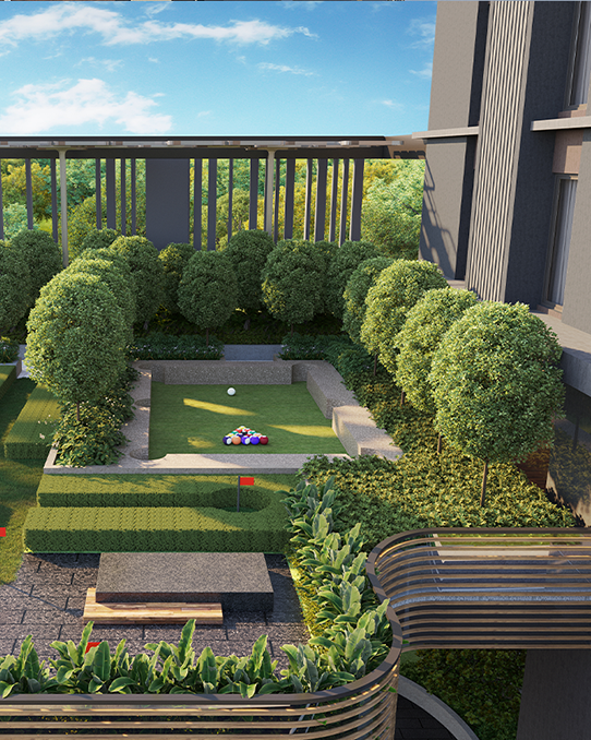 Outdoor basketball court at Atlis Ocean Cliffs residential community