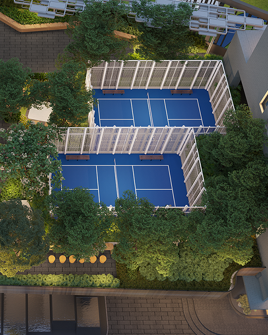 Outdoor basketball court at Atlis Ocean Cliffs residential community