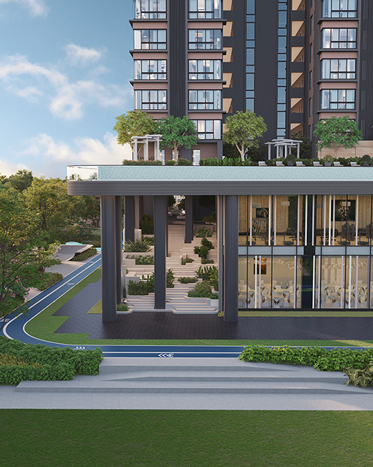 Outdoor basketball court at Atlis Ocean Cliffs residential community