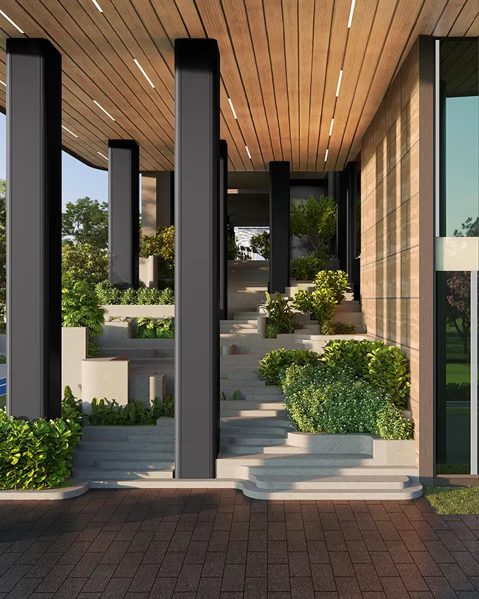 Outdoor basketball court at Atlis Ocean Cliffs residential community