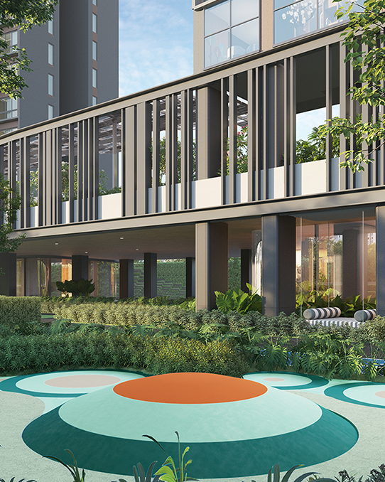 Outdoor basketball court at Atlis Ocean Cliffs residential community