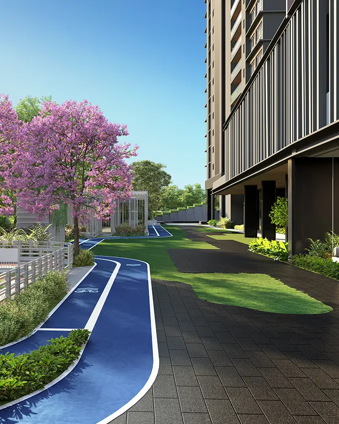 Outdoor basketball court at Atlis Ocean Cliffs residential community