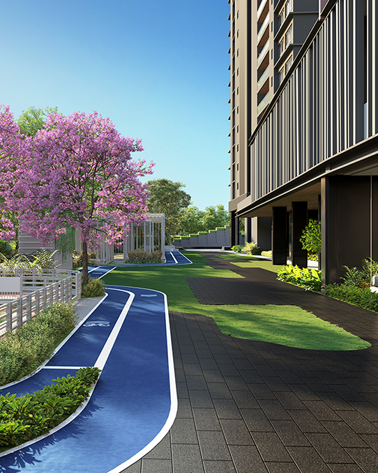 Outdoor basketball court at Atlis Ocean Cliffs residential community